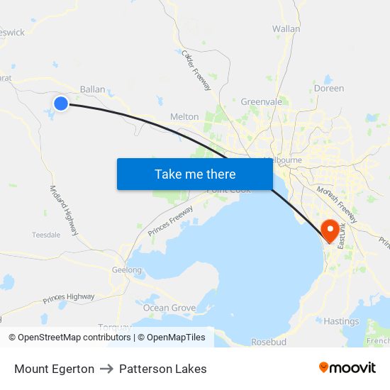 Mount Egerton to Patterson Lakes map