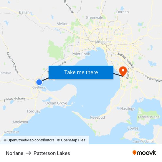 Norlane to Patterson Lakes map