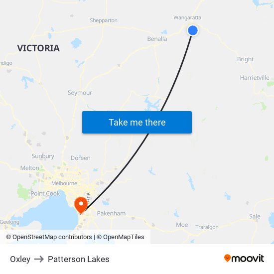 Oxley to Patterson Lakes map