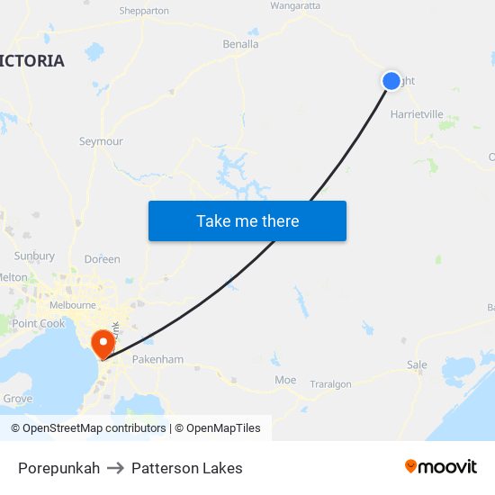 Porepunkah to Patterson Lakes map