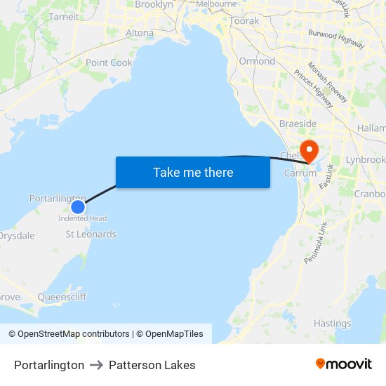 Portarlington to Patterson Lakes map