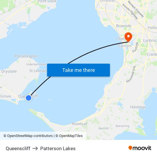 Queenscliff to Patterson Lakes map