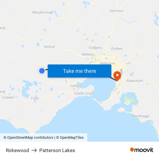 Rokewood to Patterson Lakes map