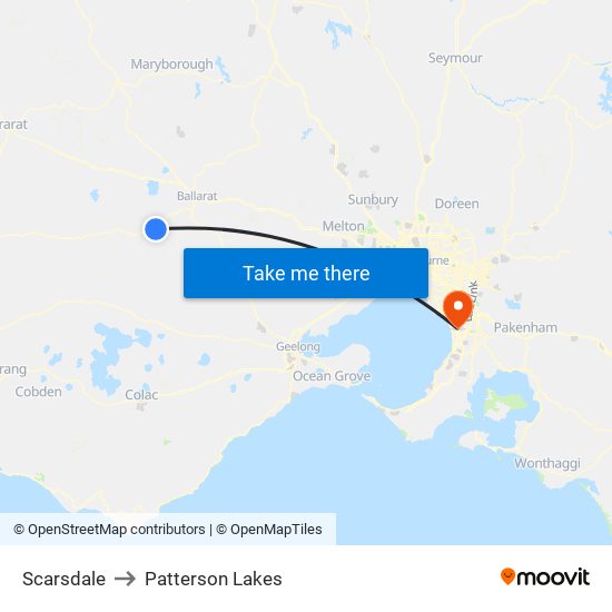 Scarsdale to Patterson Lakes map