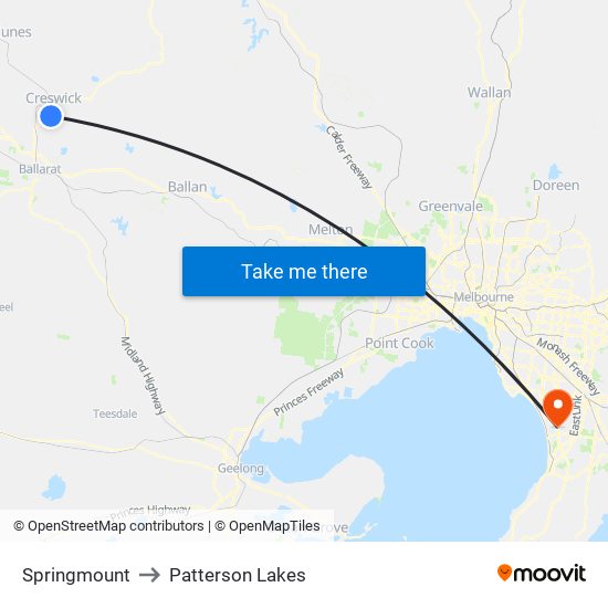 Springmount to Patterson Lakes map