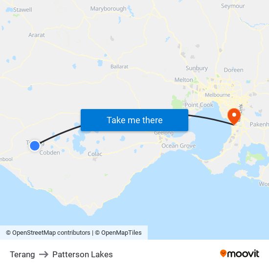 Terang to Patterson Lakes map