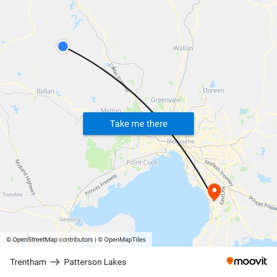 Trentham to Patterson Lakes map