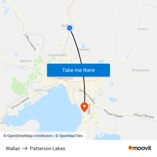 Wallan to Patterson Lakes map