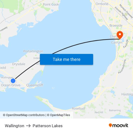 Wallington to Patterson Lakes map