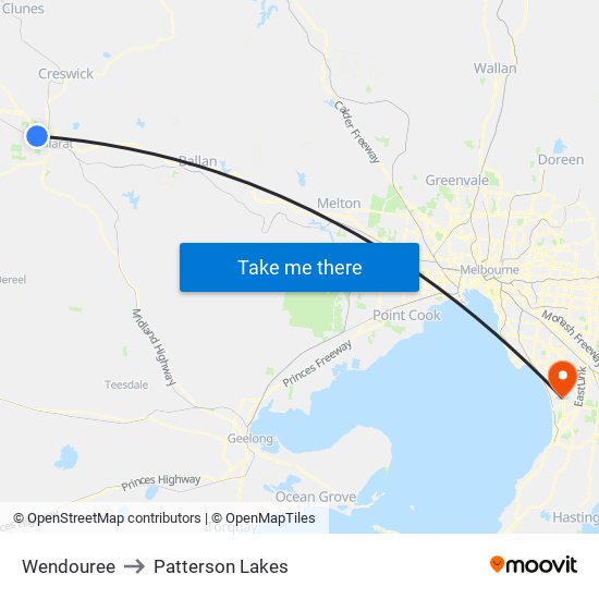 Wendouree to Patterson Lakes map