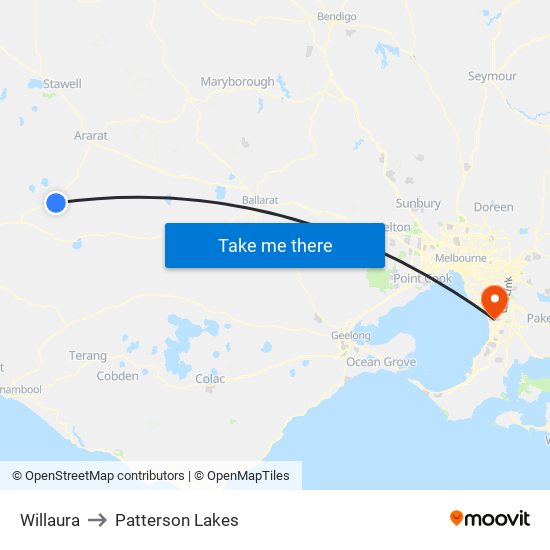 Willaura to Patterson Lakes map