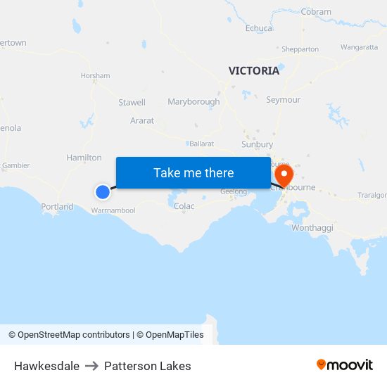 Hawkesdale to Patterson Lakes map