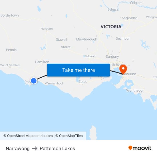 Narrawong to Patterson Lakes map