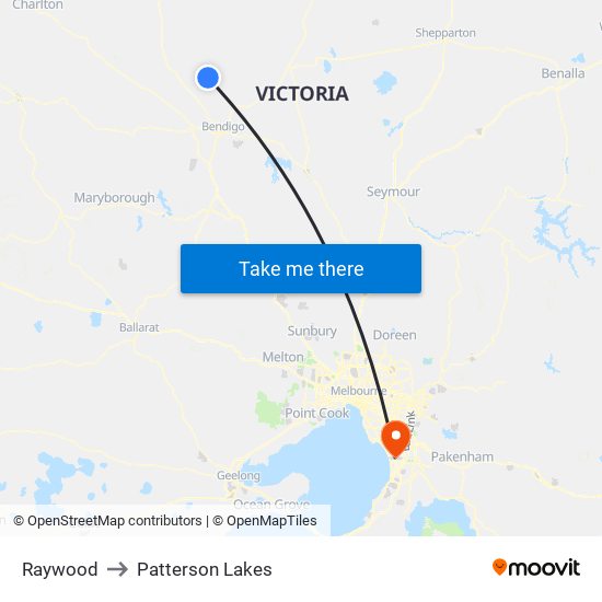 Raywood to Patterson Lakes map