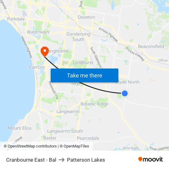 Cranbourne East - Bal to Patterson Lakes map