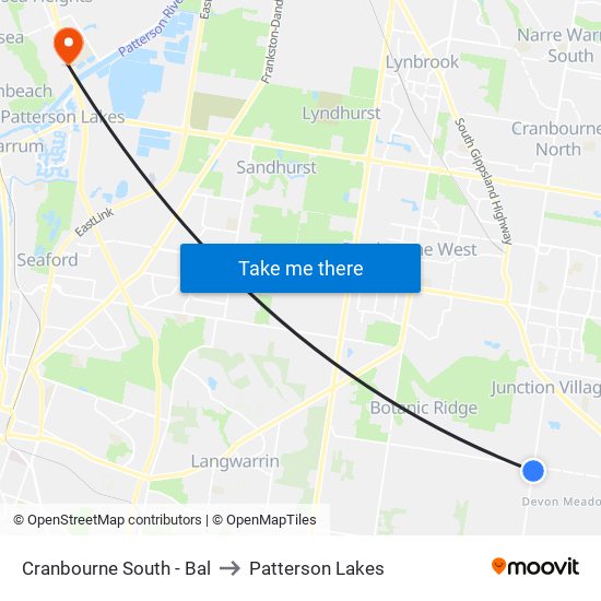 Cranbourne South - Bal to Patterson Lakes map