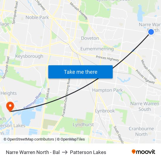 Narre Warren North - Bal to Patterson Lakes map