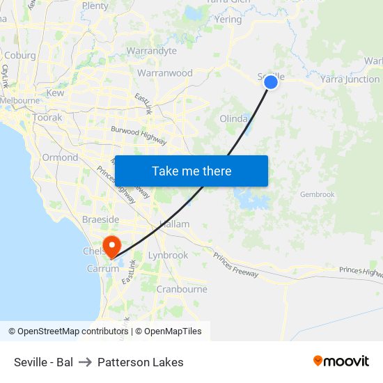 Seville - Bal to Patterson Lakes map