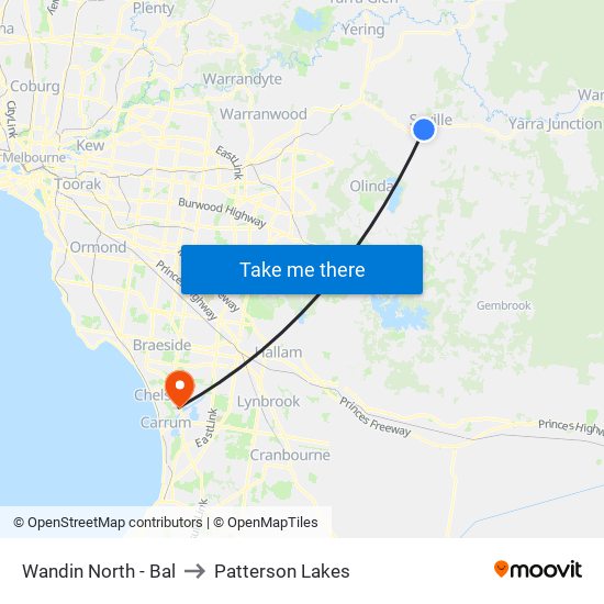 Wandin North - Bal to Patterson Lakes map