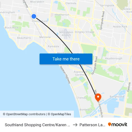 Southland Shopping Centre/Karen Street to Patterson Lakes map