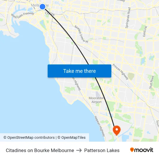 Citadines on Bourke Melbourne to Patterson Lakes map