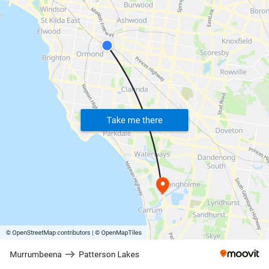 Murrumbeena to Patterson Lakes map
