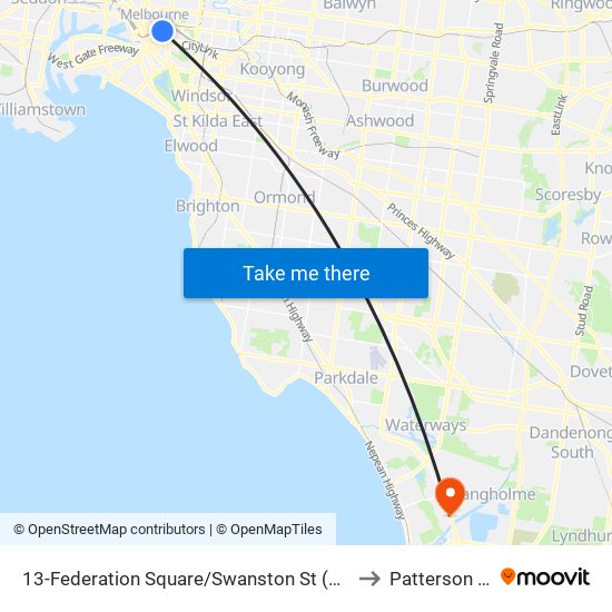 13-Federation Square/Swanston St (Melbourne City) to Patterson Lakes map