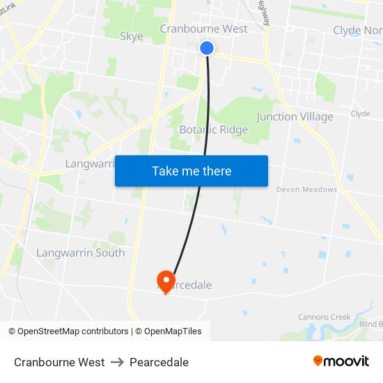 Cranbourne West to Pearcedale map