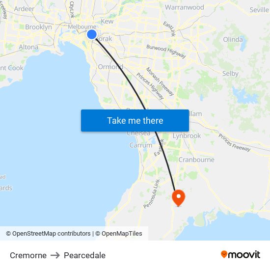 Cremorne to Pearcedale map