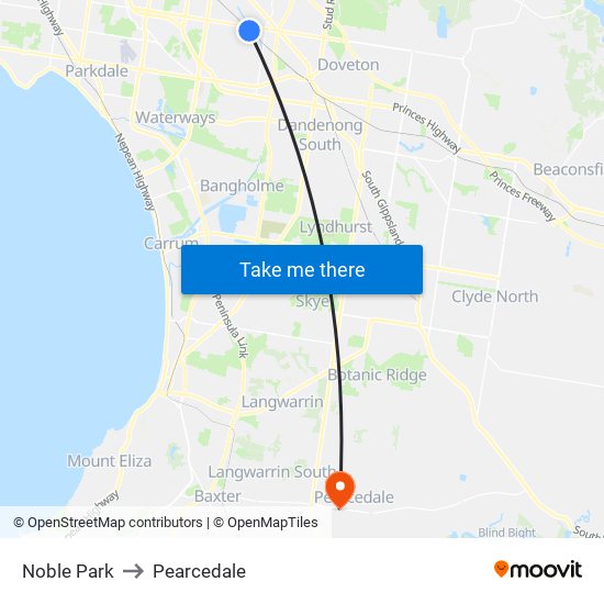 Noble Park to Pearcedale map