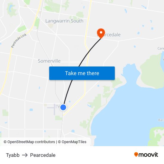 Tyabb to Pearcedale map