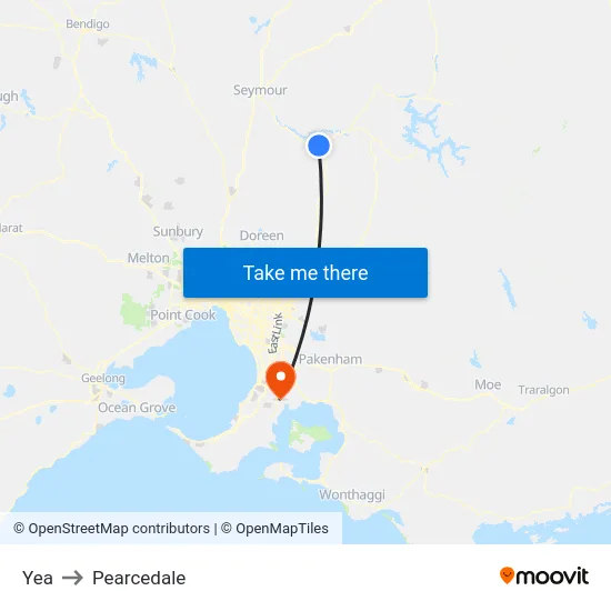 Yea to Pearcedale map