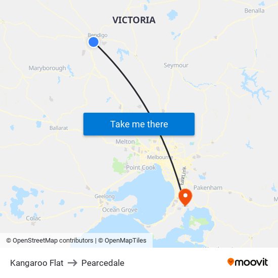 Kangaroo Flat to Pearcedale map