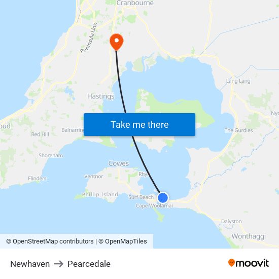 Newhaven to Pearcedale map