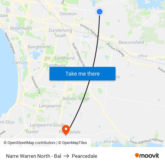 Narre Warren North - Bal to Pearcedale map