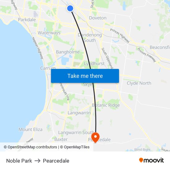 Noble Park to Pearcedale map