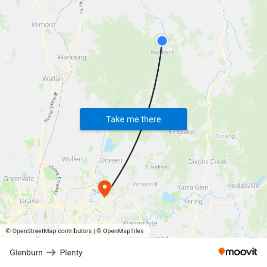 Glenburn to Plenty map