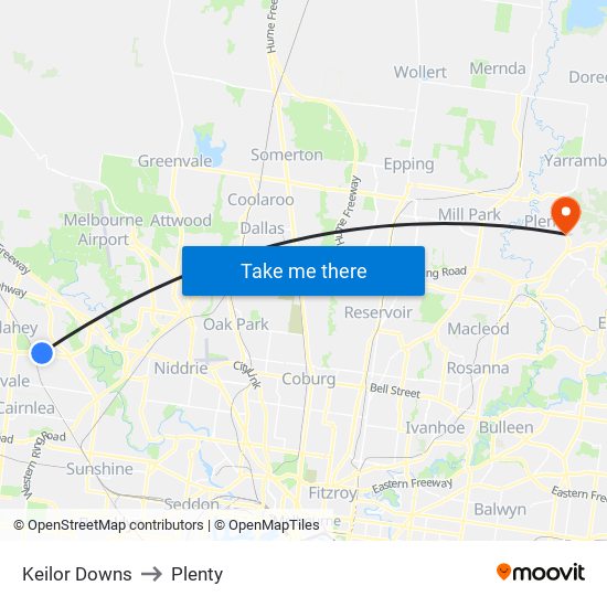 Keilor Downs to Plenty map