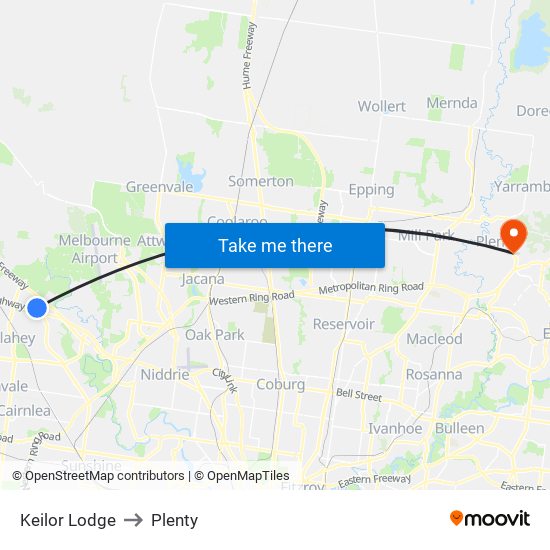 Keilor Lodge to Plenty map