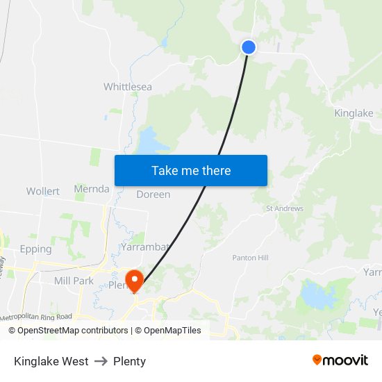 Kinglake West to Plenty map