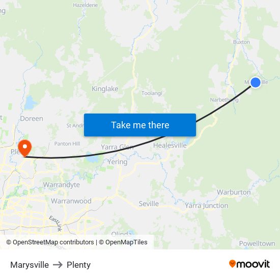 Marysville to Plenty map