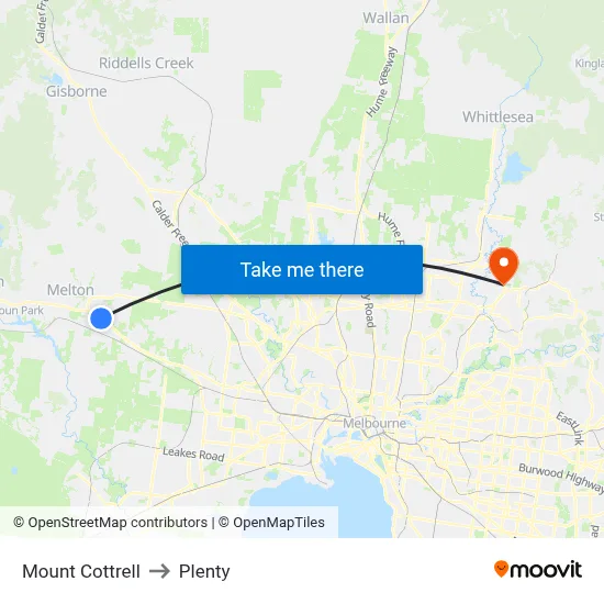 Mount Cottrell to Plenty map