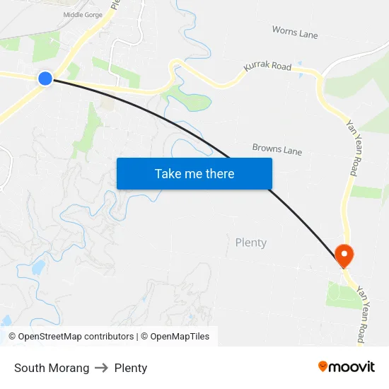 South Morang to Plenty map