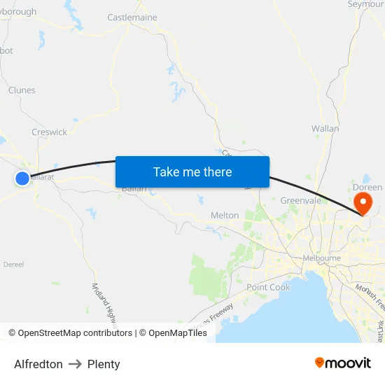 Alfredton to Plenty map