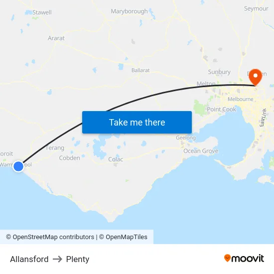 Allansford to Plenty map