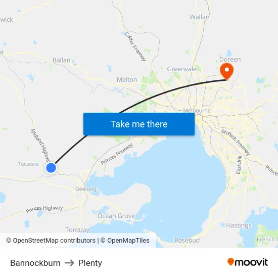 Bannockburn to Plenty map