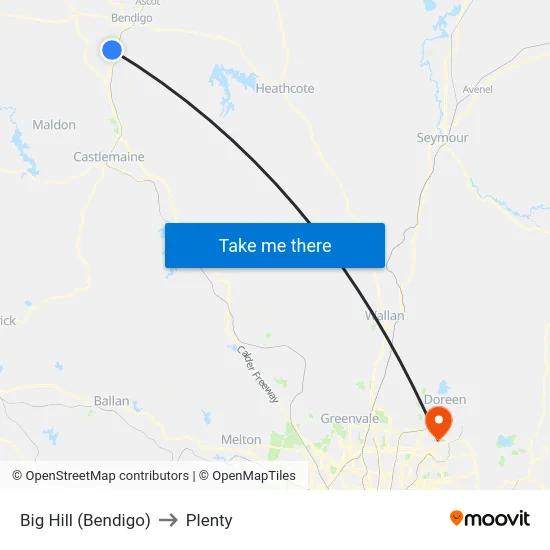 Big Hill (Bendigo) to Plenty map