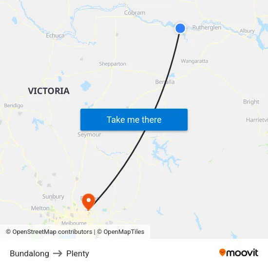 Bundalong to Plenty map