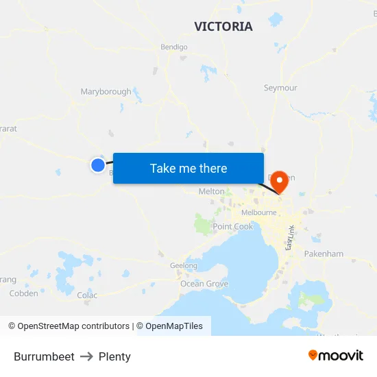 Burrumbeet to Plenty map