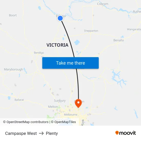 Campaspe West to Plenty map